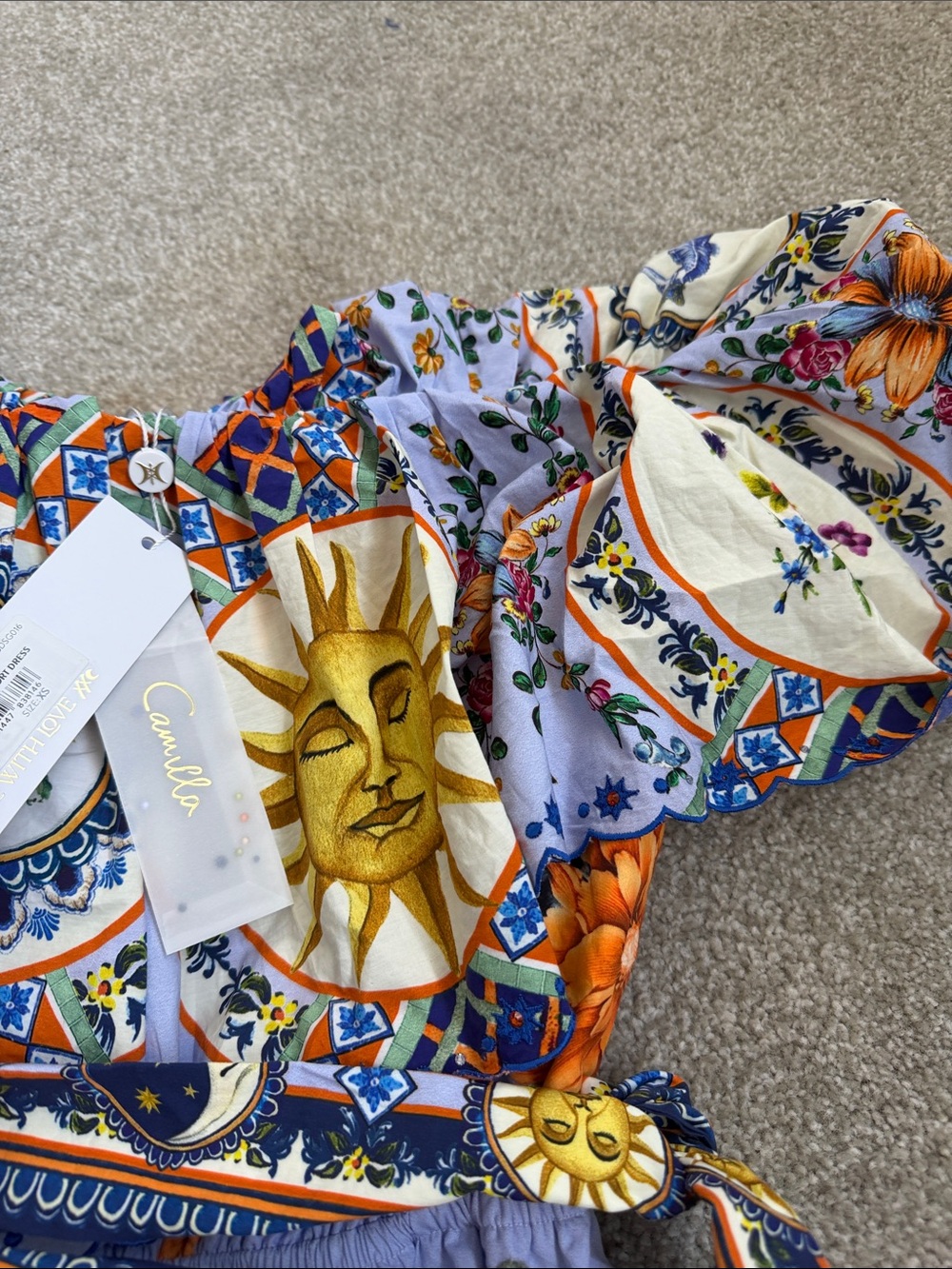 NEW Camilla Luscious in Lisbon Floral Off-Shoulder Frill Resort Dress Sz XS US4 - Picture 12 of 13